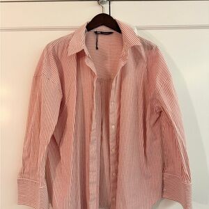 Zara Red and White Striped Women’s Shirt